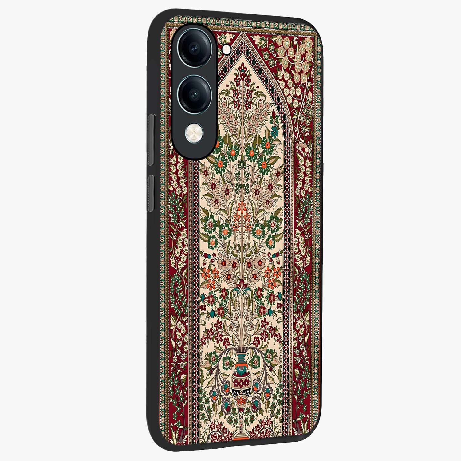 Persian Inspired Glass Case upright view showcasing decorative Persian artwork with rich heritage theme.