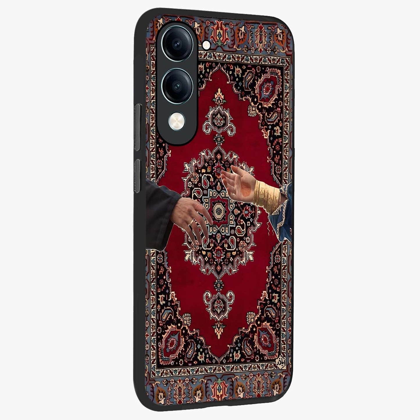 Royal Touch Reach Glass Case upright view showcasing stylish royal inspired artwork with graceful theme.