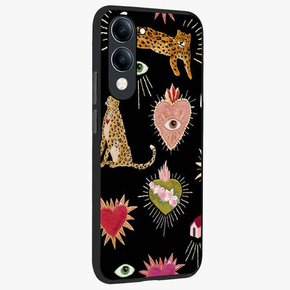 Sacred Jungle Heart Glass Case upright view showcasing vibrant jungle artwork with symbolic heart theme.
