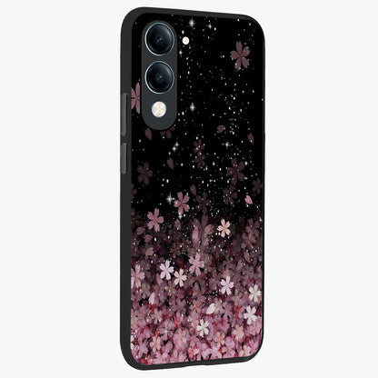 Small Starry Flowers Glass Case upright view showcasing charming floral artwork with dreamy starry theme.