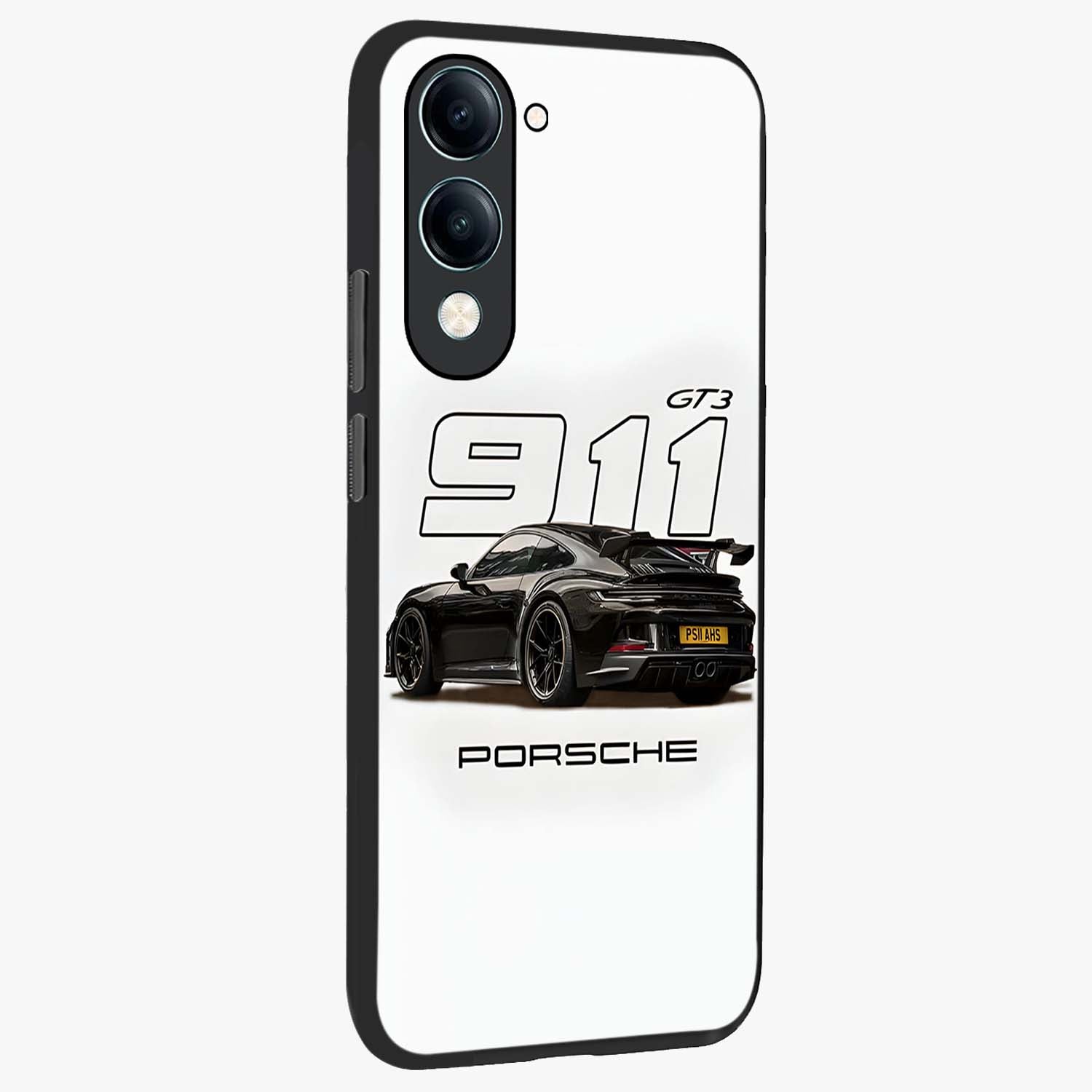 Turbo Legacy Icon Glass Case upright view showcasing bold racing inspired artwork with classic car theme.