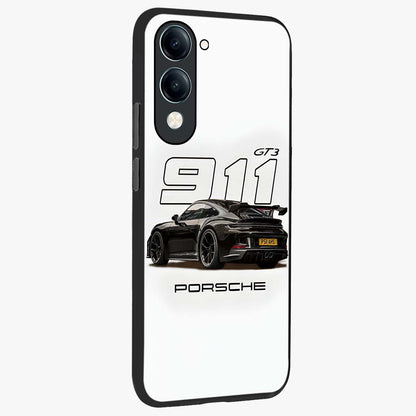 Turbo Legacy Icon Glass Case upright view showcasing bold racing inspired artwork with classic car theme.
