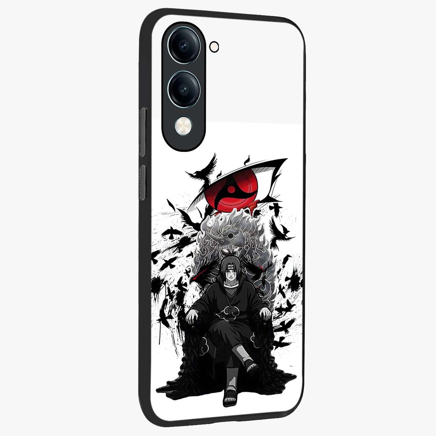 Uchiha Shadow Throne Glass Case upright view showcasing magical underwater galaxy artwork with vibrant cosmic theme.