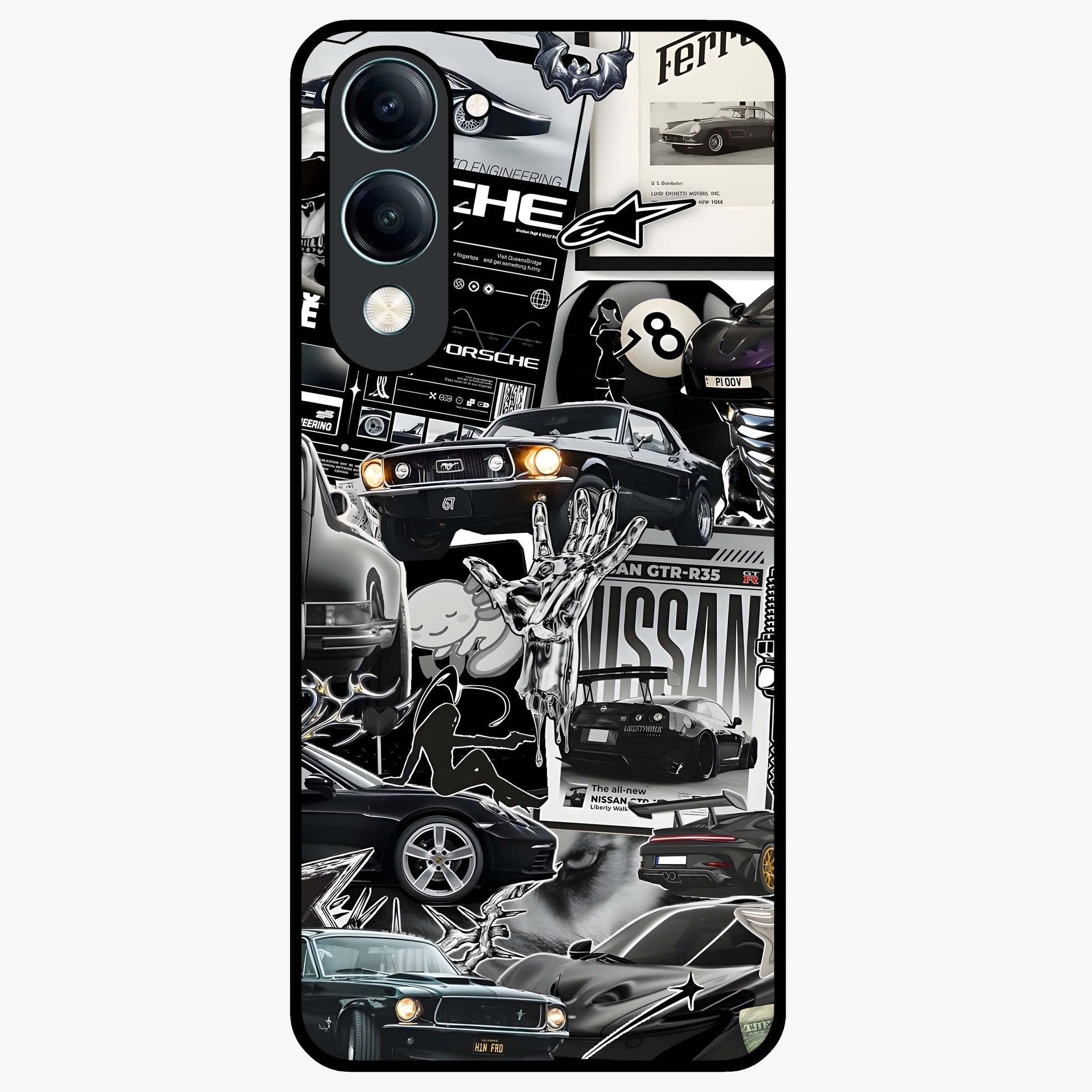 Aesthetic Dark Love Glass Case showing flat back view with dark romantic artwork and glossy glass finish.