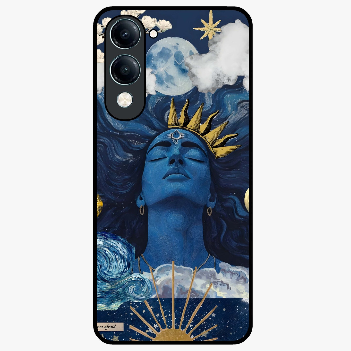 Aesthetic Lord Shiva Glass Case showing flat back view with divine Shiva artwork and glossy glass finish.