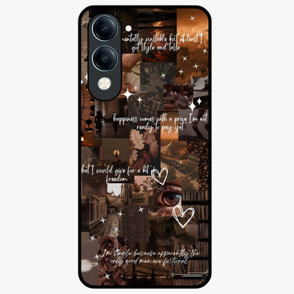 Bittersweet Aesthetic Chaos Glass Case showing flat back view with artistic chaotic aesthetic design and glossy glass finish.