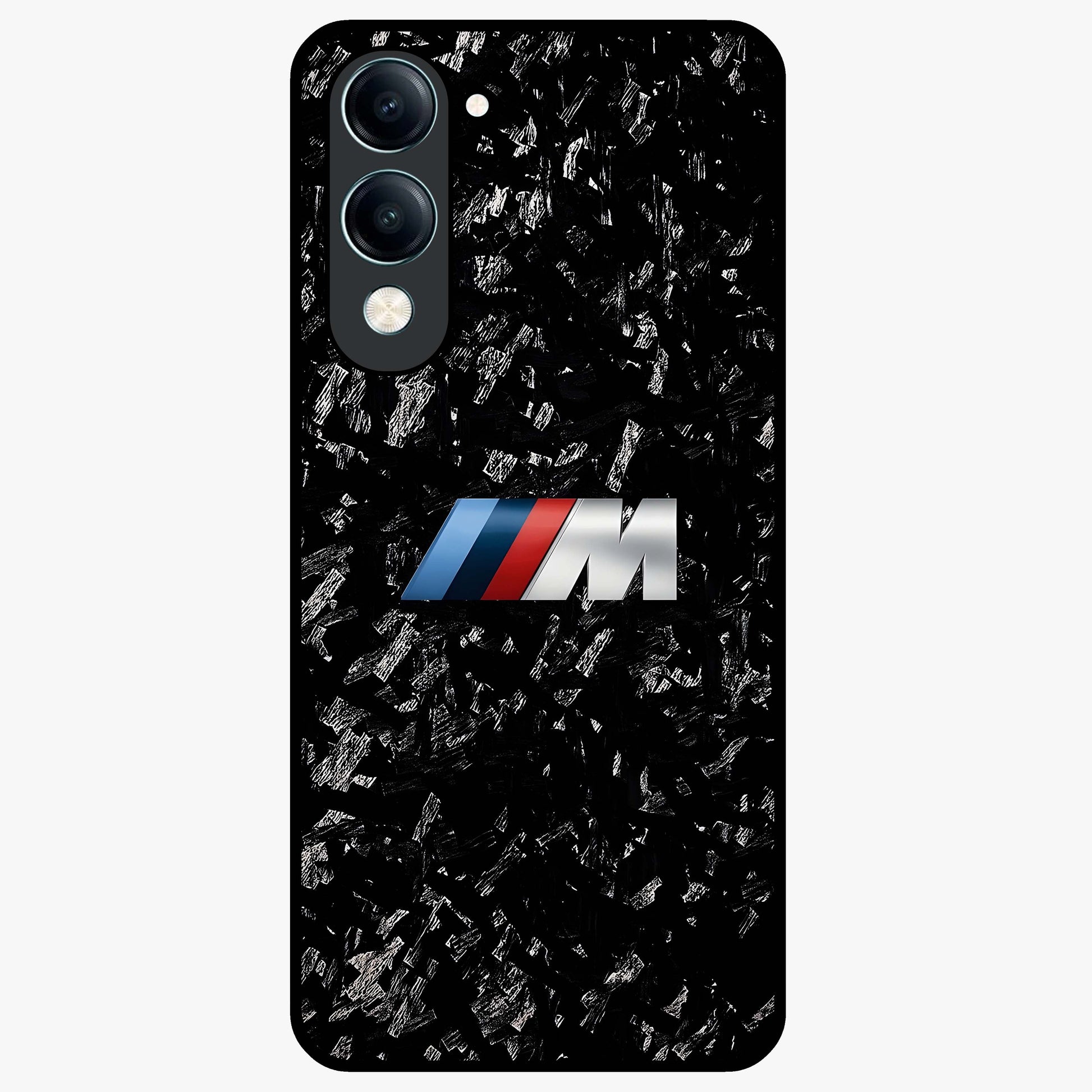 Carbon Speed Mark Glass Case showing flat back view with sporty carbon pattern artwork and glossy glass finish.
