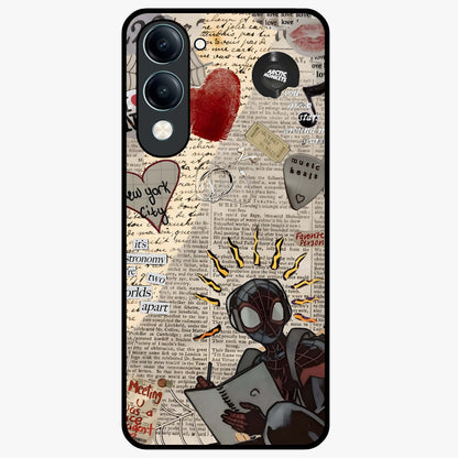 City Dream Sketch Glass Case showing flat back view with artistic city skyline sketch artwork and glossy glass finish.