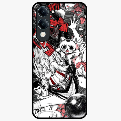 Crimson Chaos Panel Glass Case showing flat back view with bold crimson abstract artwork and glossy glass finish.