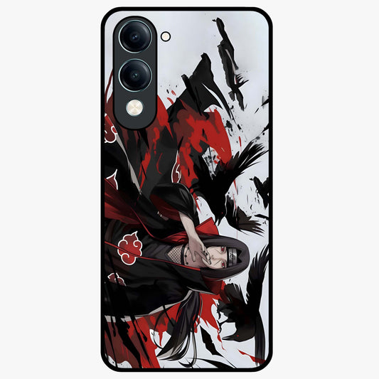 Crimson Crow Illusion Glass Case showing flat back view with artistic crow illusion artwork and glossy glass finish.