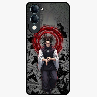 Cursed Ritual Ascension Glass Case showing flat back view with dark ritual themed artwork and glossy glass finish.