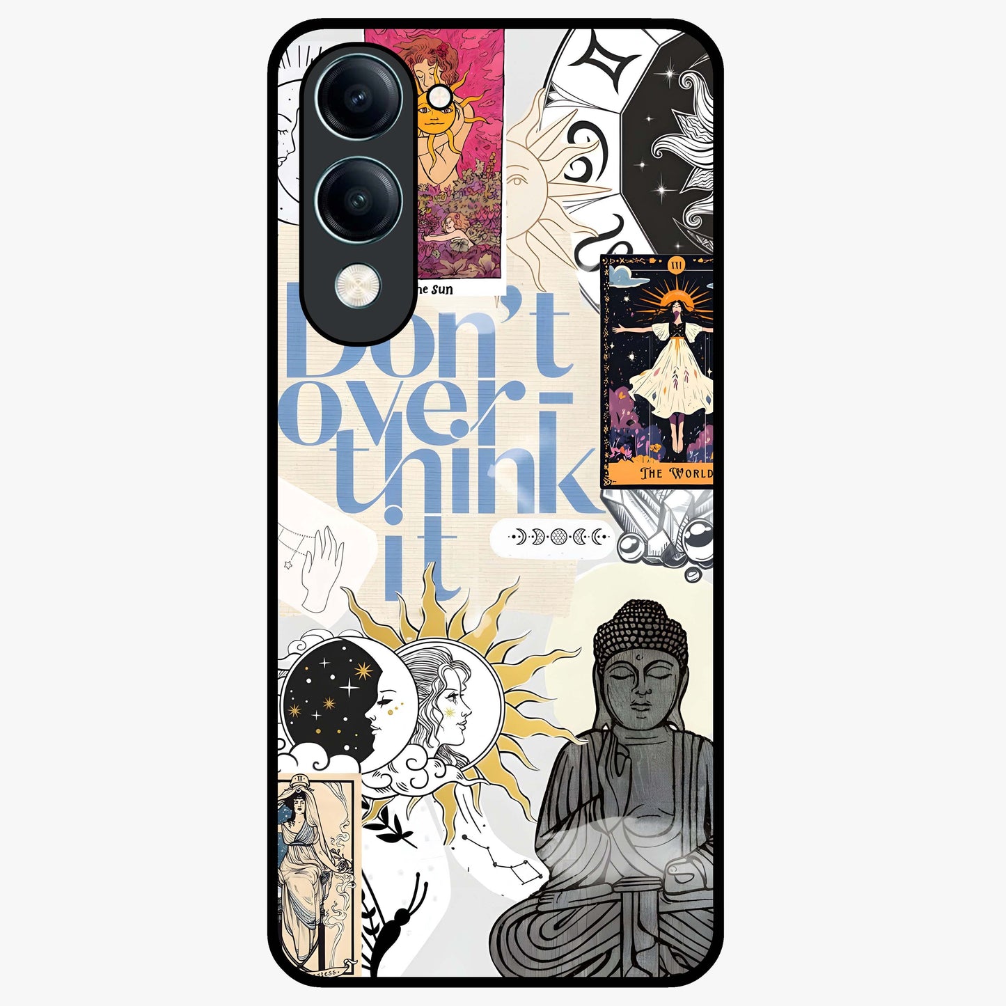 Ethereal Thoughts Glass Case showing flat back view with dreamy artistic artwork and glossy glass finish.