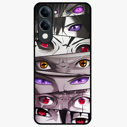 Eyes of Destiny Glass Case showing flat back view with striking eye themed artwork and glossy glass finish.