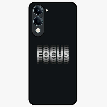 Focus Mode On Glass Case showing flat back view with bold motivational typography design and glossy glass finish.