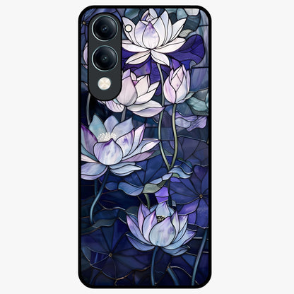 Gloss Petal Rush Glass Case showing flat back view with glossy flower petal artwork and smooth glass finish.