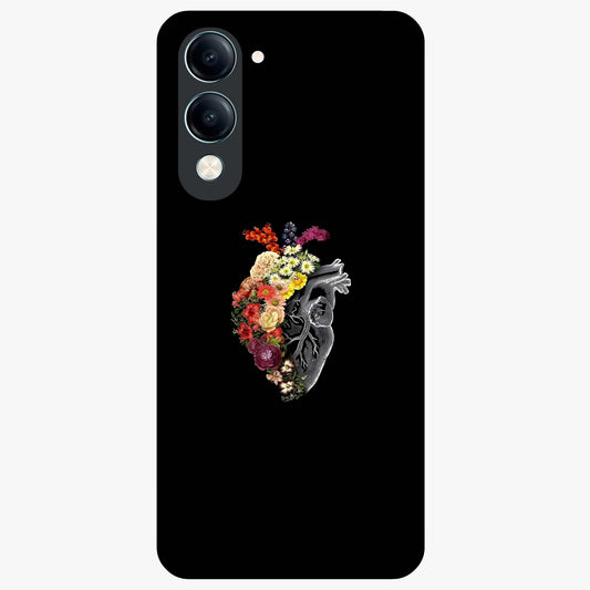 Heart With Flowers Glass Case showing flat back view with heart shaped floral artwork and glossy glass finish.
