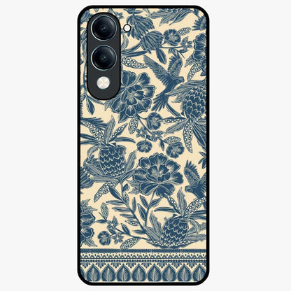 Heirloom Wild Bloom Glass Case showing flat back view with vintage inspired wild flower artwork and glossy glass finish.
