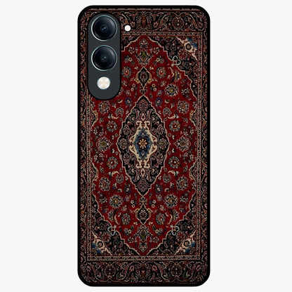 Heritage Carpet Royale Glass Case showing flat back view with ornate Persian carpet inspired pattern and glossy glass finish.