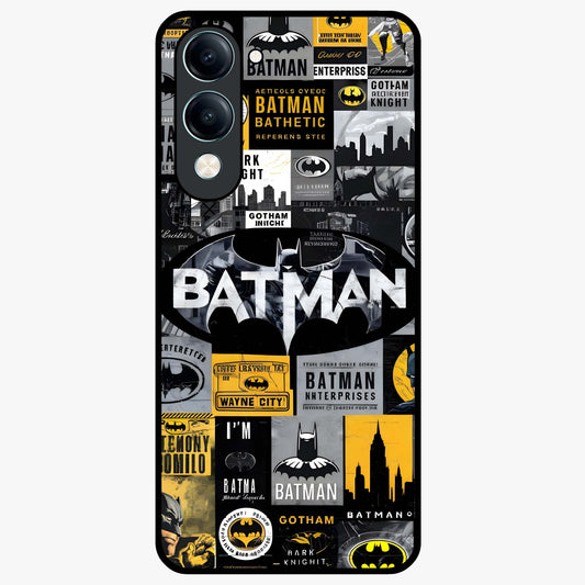Knight Gotham Rise Glass Case showing flat back view with dark hero inspired artwork and glossy glass finish.