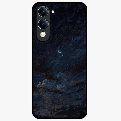 Lunar Veil Silence Glass Case showing flat back view with mystical moon veil artwork and glossy glass finish.