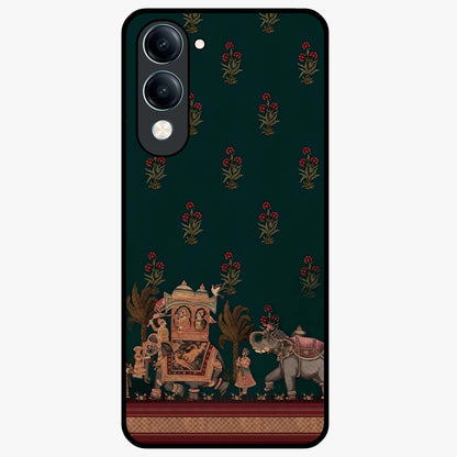 Macmerise Glass Case showing flat back view with stylish modern artwork and glossy glass finish.