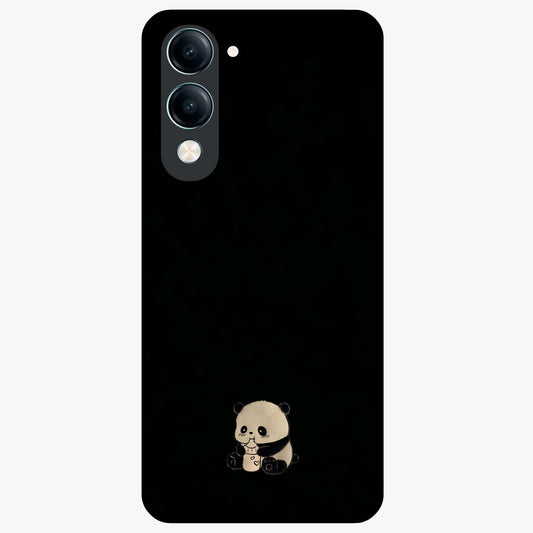 Midnight Panda Love Glass Case showing flat back view with cute panda themed artwork and glossy glass finish.