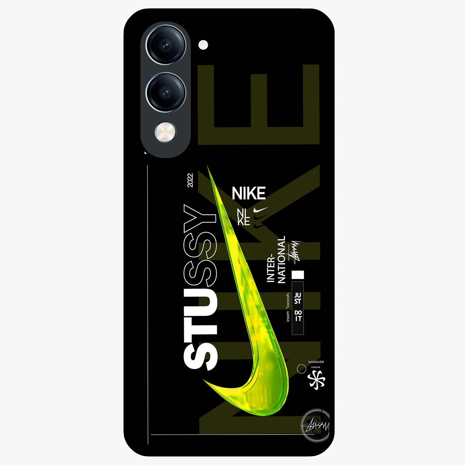 Neon Street Edition Glass Case showing flat back view with neon street style artwork and glossy glass finish.