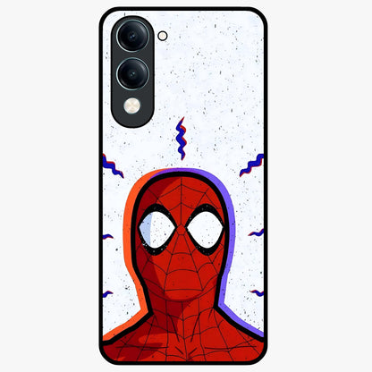 Omg Spiderman Glass Case showing flat back view with bold superhero inspired artwork and glossy glass finish.
