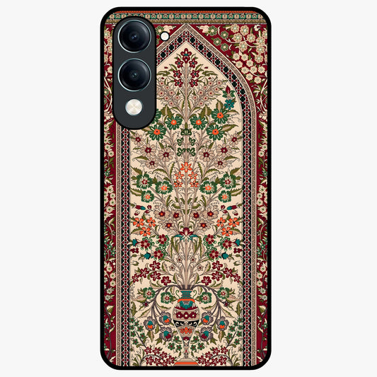 Persian Inspired Glass Case showing flat back view with ornate Persian style pattern artwork and glossy glass finish.