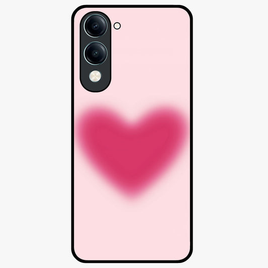 Pink Aura Heart Glass Case showing flat back view with glowing heart artwork and glossy glass finish.