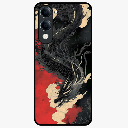 Shadow Dragon Fury Glass Case showing flat back view with fierce dragon artwork and glossy glass finish.