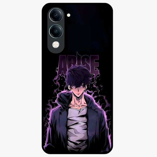 Shadow Monarch Awakening Glass Case showing flat back view with powerful dark monarch themed artwork and glossy glass finish.