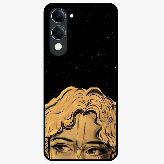 Shri Krishna Art Glass Case showing flat back view with devotional Krishna artwork and glossy glass finish.