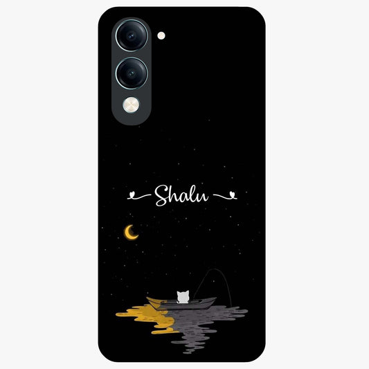 Silent Night Row Glass Case showing flat back view with calm night themed artwork and glossy glass finish.