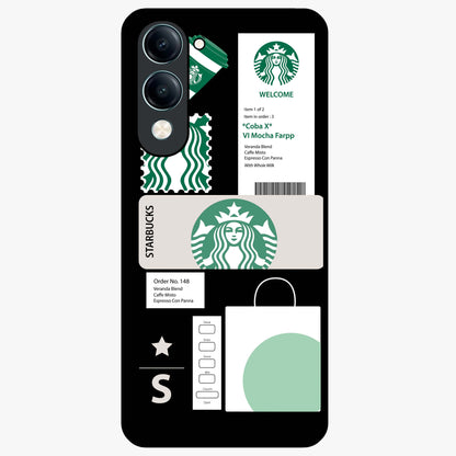 Starbucks Mocha Glass Case showing flat back view with coffee inspired artwork and glossy glass finish.