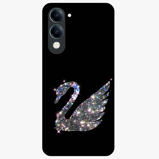 Starlit Swan Grace Glass Case showing flat back view with graceful swan artwork under starry sky and glossy glass finish.