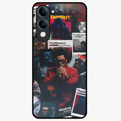 The Weeknd Glass Case showing flat back view with music inspired artistic portrait artwork and glossy glass finish.