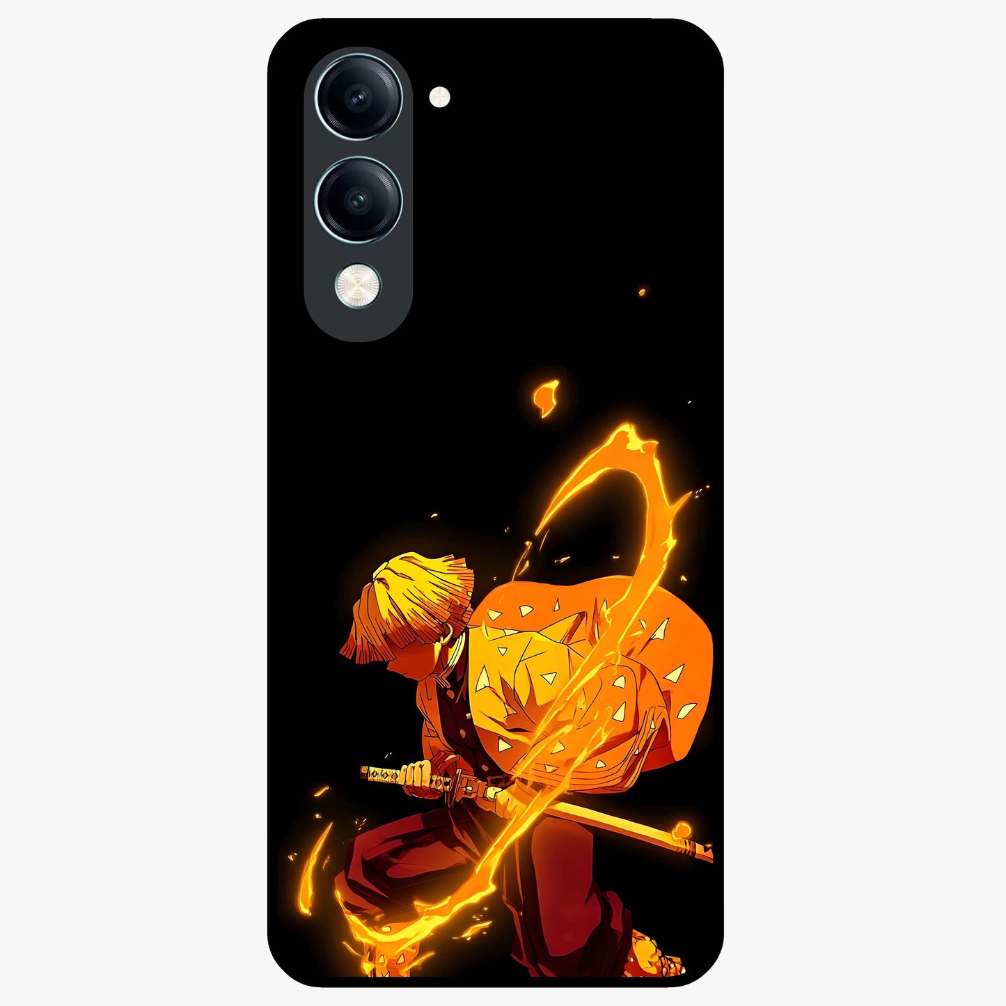 Thunder Flame Execution Glass Case showing flat back view with powerful flame and lightning artwork and glossy glass finish.