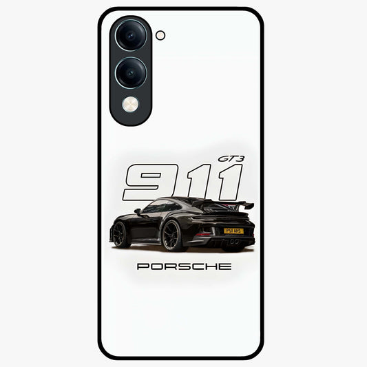 Turbo Legacy Icon Glass Case showing flat back view with iconic sports car inspired artwork and glossy glass finish.