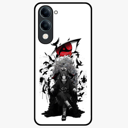 Uchiha Shadow Throne Glass Case showing flat back view with cosmic underwater themed artwork and glossy glass finish.