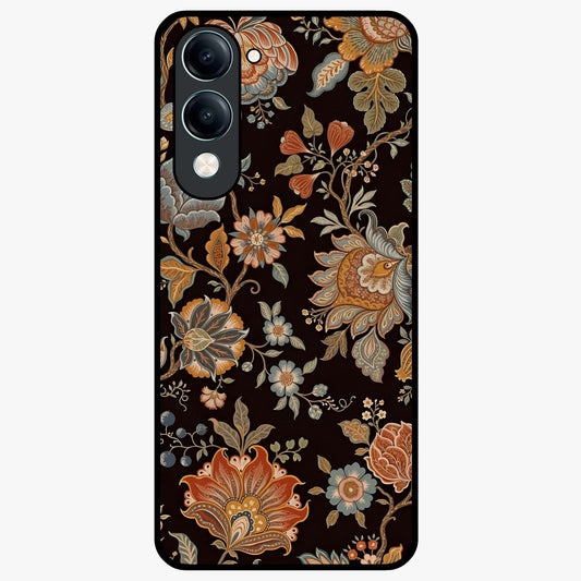 Vintage Floral Dream Glass Case showing flat back view with classic floral artwork and glossy glass finish.