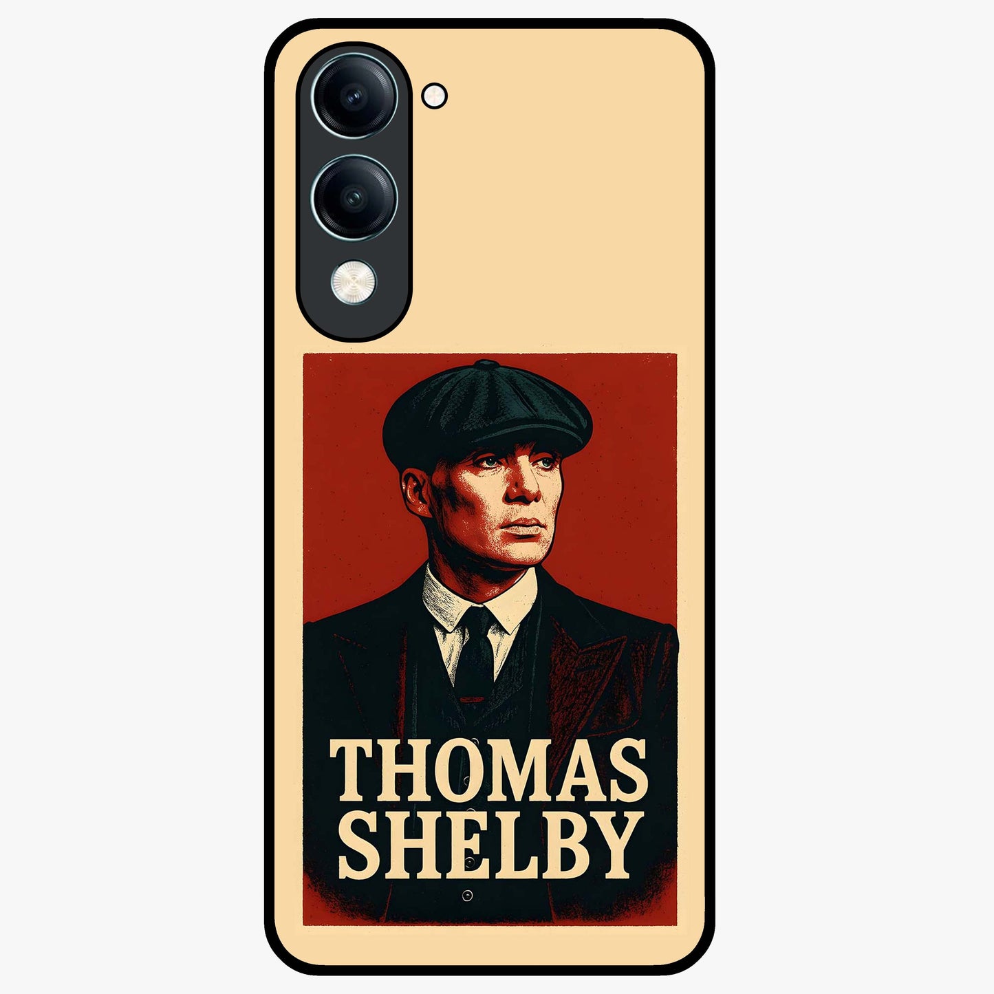 Vintage Mafia Authority Glass Case showing flat back view with bold vintage mafia inspired artwork and glossy glass finish.