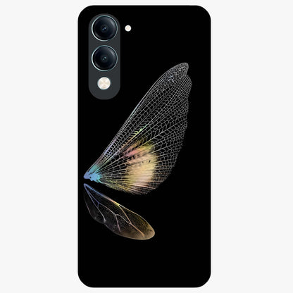 Whispers Of Wings Glass Case showing flat back view with graceful wing inspired artwork and glossy glass finish.