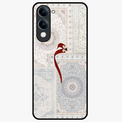 White Aesthetic Bow Glass Case showing flat back view with minimal bow artwork and glossy glass finish.