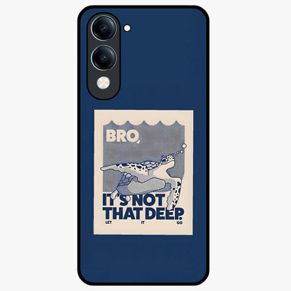 Worry Less Swim Glass Case showing flat back view with playful motivational artwork and glossy glass finish.
