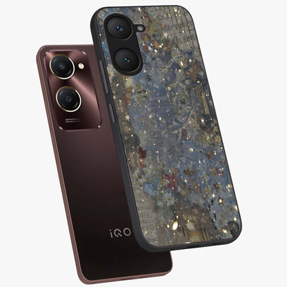 Aesthetic Astrolophia Glass Case displayed in angled mockup highlighting artistic aesthetic elements and smooth glass surface.