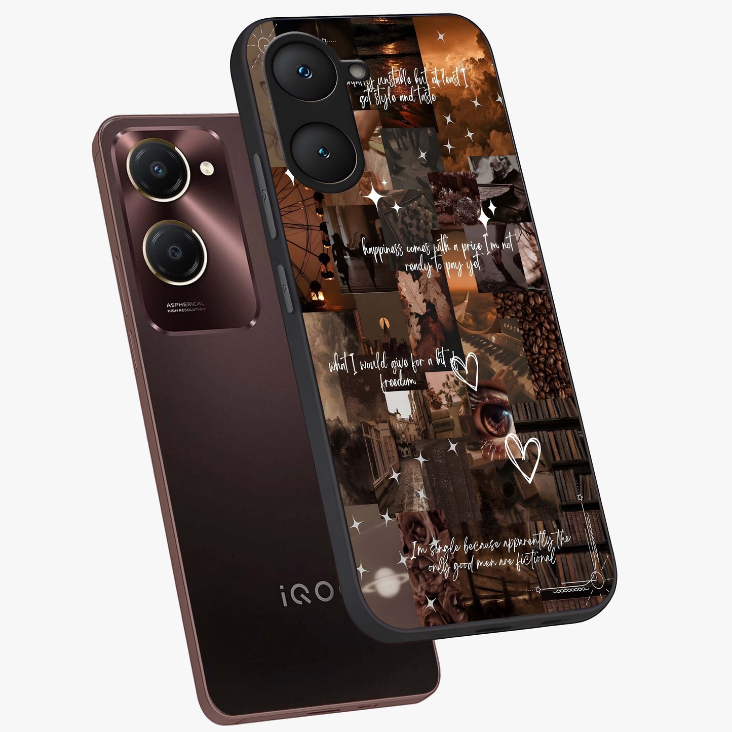 Bittersweet Aesthetic Chaos Glass Case displayed in angled mockup highlighting expressive abstract artwork and edgy aesthetic theme.