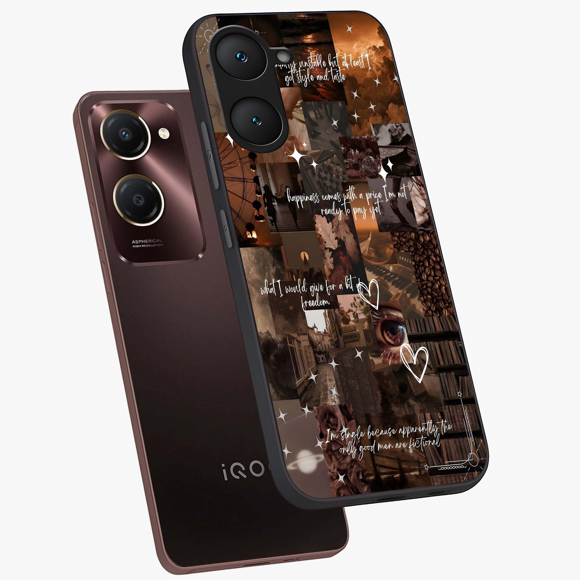 Bittersweet Aesthetic Chaos Glass Case displayed in angled mockup highlighting expressive abstract artwork and edgy aesthetic theme.
