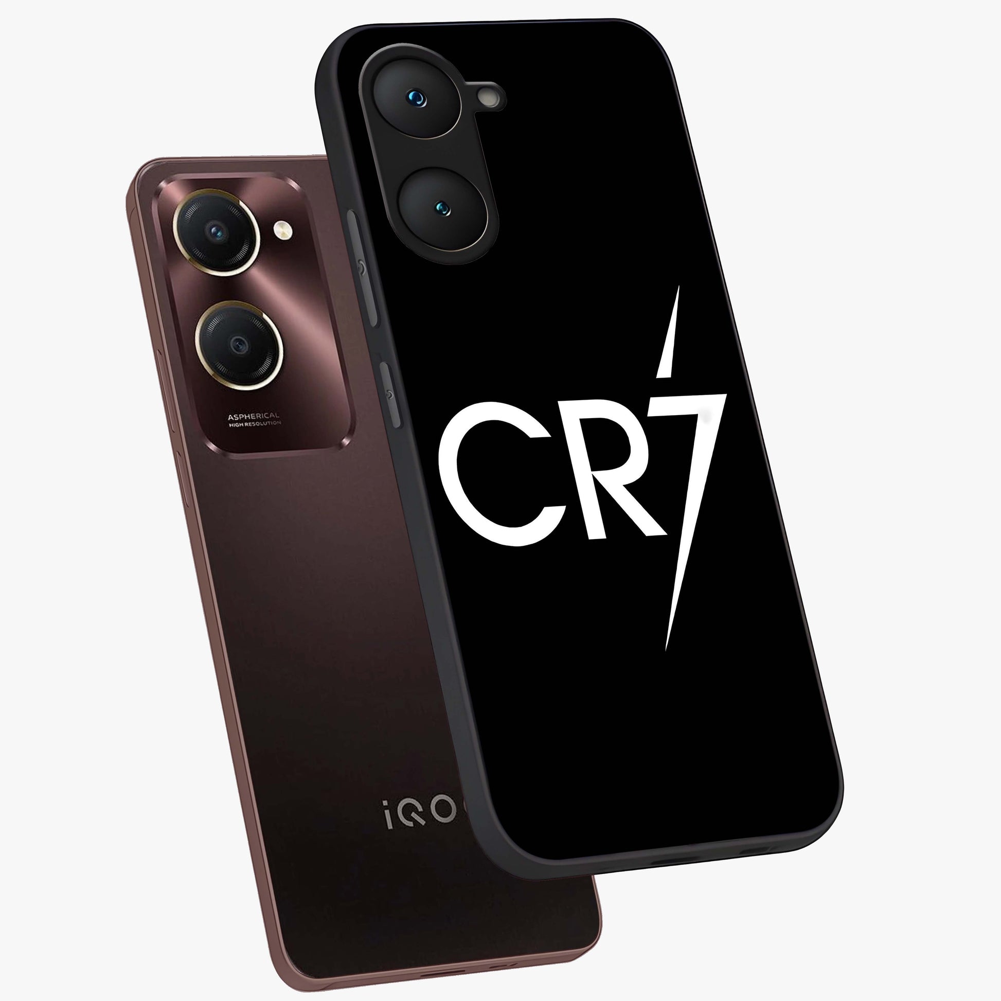 Cr7 Elite Strike Glass Case displayed in angled mockup highlighting powerful sports graphic with bold athletic theme.