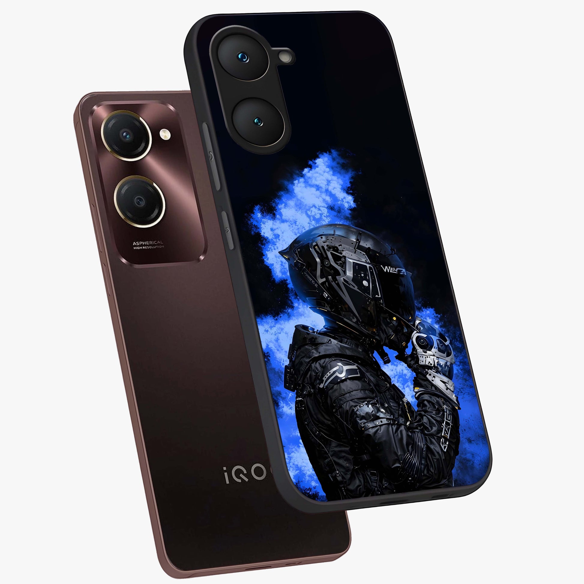 Cyber Sentinel Protocol Glass Case displayed in angled mockup highlighting digital cyber design with sci-fi aesthetic style.
